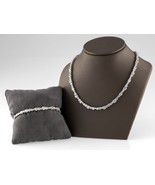 Sterling Silver Round Cubic Zirconia CZ Alternating Tennis Necklace + Br... - $20,854.40 MXN