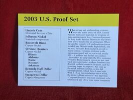 2003 US Proof Set Divider Card Yellow Border - $6.65
