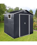 Coal Grey Metal Garden Shed 7x4ft Outdoor Storage with Window - $5,723.05 MXN
