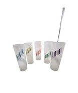 Vtg Libby Candycane Frosted Tea Glasses Set Of 5 - $47.79 CAD