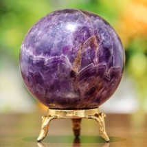 55mm-300g Purple Chevron Amethyst Sphere Polished Natural Quartz Mineral Ball - £31.64 GBP
