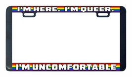 I&#39;m Here i&#39;m Queer i&#39;m Uncomfortable Gay Lesbian pride LGBTQ license frame - £6.26 GBP