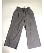 Women&#39;s Cropped Gray Casual Trouser Paper Bag Elastic Waist Pants with P... - £12.49 GBP