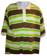 Timberland Mens Polo Shirt Size L/G Short Sleeves Green Brown Stripes - £7.51 GBP