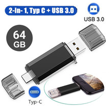3.0 Type-C 64GB USB Flash Drive OTG Memory Stick Flash Pen Drive For Phone/PC - £13.58 GBP