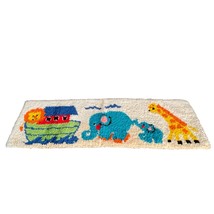 Vintage Bucilla Noahs Ark Latch Hook Rug 15x45 Completed #12601 1970 - $24.70