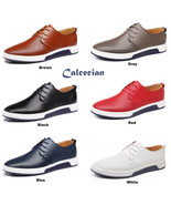 Men&#39;s Casual Shoes Leather Summer Breathable Holes Luxury Brand Flat Shoes - £31.55 GBP