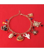HALLOWEEN CHARM BRACELET Cute Spooky Enamel Charms Pumkin Ghost Black Ca... - $9.52 CAD