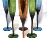 Vintage MIKASA ELITE Champagne Flute LASER DOT Blue Green Gold Purple - ... - $69.27