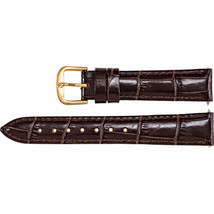 Ladies 12mm Regular Brown Leather Alligator Grain Padded Strap Band - £23.96 GBP