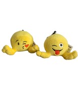 2 Winking Emoji Smiley Faces Keychain Plush FunToPlay Toys  3.5&quot;x5&quot; Hear... - $5.41