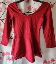 New Without Tags Express 3/4 Sleeve Peplum Shirt Dark Red Size XS - £31.38 GBP