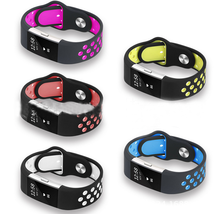 „FITBIT“-Armband Charge2 Monochromes Silikonarmband mit runden Löchern - £8.67 GBP