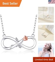 Adjustable Silver Rose Infinity Necklace - Perfect for Birthdays &amp; Anniv... - $49.50