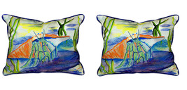 Pair of Betsy Drake Hermit Crab Large Pillows 16 Inch x 20 Inch - £71.43 GBP