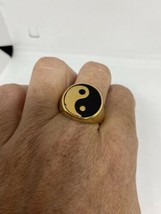 Vintage Yin Yang Ring Goldener Edelstahl Größe 10 - £28.48 GBP