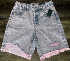 Wild Fable ~ Women&#39;s High Rise Bermuda Demin Shorts Pink Distressed Acid ~ 10 - £7.61 GBP