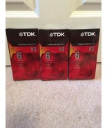 TDK Premium Quality HS Blank VHS Tapes 6hrs T-120HS Lot Of 3 Factory Sealed - $14.75