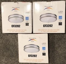 NIB Set Of 3 Elegant Lighting CF3200 Elitco 12” LED Flush Mount Ceiling ... - £118.59 GBP