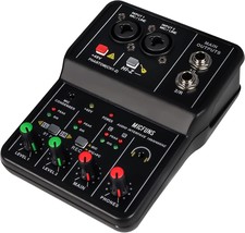 Mini 2 Channel Audio Dj Mixer Console Interface With 48V, Party Recording. - £30.68 GBP