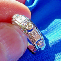 Earth mined Diamond Deco Style Wedding Band 14K Gold Anniversary Bridal Ring - $3,035.25