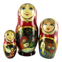 Nesting Doll 5.5&quot; 3 Piece, Jesus Nativity Hand Christmas Russian Matryoshka - $61.62