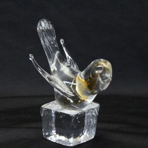 Arte Murano Icet Blown Clear Glass Bird Venezuela 3.25&quot; T x 5.75&quot; L with Sticker - £18.00 GBP