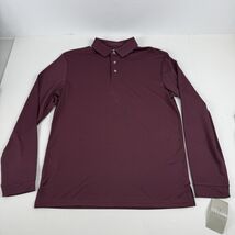 PGA TOUR Golf Polo Shirt Fig Burgundy Size Small  Long Sleeve Jacquard - $23.99