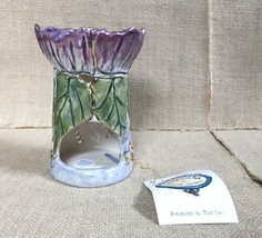 Clayworks Iridescent Purple Flower Wax Warmer Candle Holder Fairycore Whimsical - £11.79 GBP