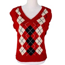 Mademoiselle Knitwear Vintage Argyle Sweater Vest Red Size Unknown - £19.65 GBP