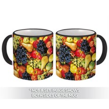 Seasonal Fruits : Gift Mug Seamless Pattern Grapes Pears Apple Kitchen Garden De - £12.49 GBP
