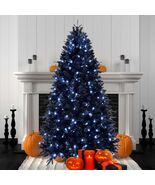 9ft Black Christmas Tree 750 White LED 3176 Tips Halloween Decor - $388.99