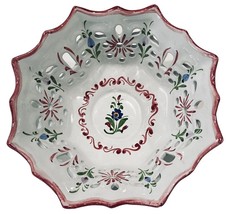 Vintage RCCL Hand Painted Porcelain Floral Basket Bowl from Portugal CottageCore - £37.58 GBP