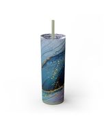 Elegant Blue Marble Skinny Tumbler, 20oz - Stylish Drinkware for Daily Use Gift - $34.99