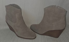 Lucky Brand Wadier Suede Wedge Zip up Ankle Wedge Boots Size US 10 - $19.79
