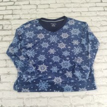 Nautica Pajama Top Womens Medium Blue Snowflake Stretch Fleece Loungewear - $19.95