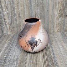 Vintage Vase Cedar Mesa Native American Navajo Pottery Signed Hieroglyphic Decor - $82.00