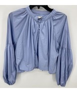 Bishop + Young Top Womens XS Blue Balloon Sleeve Flowy Cropped Boho - $21.72 CAD
