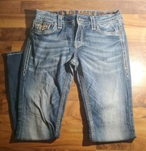 Rock Revival Jeans Women’s Size 29 Blue Kai Easy Boot Bling Pants - £38.82 GBP