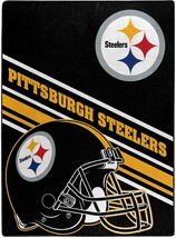 Pittsburgh Steelers Plush 60&quot; by 80&quot; Twin Size Slant Design Raschel Blanket-NFL - £29.36 GBP
