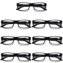 7 PK Mens Unisex Blue Light Blocking Reading Glasses Black Spring Hinge Readers - £12.16 GBP