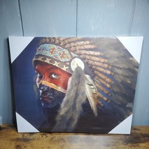 Canvas Print Native Girl with Feather Headdress Canvas Poster Wall Art 14&quot;×20&quot; - £14.15 GBP