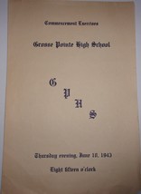 Vintage Commencement Exercises Grosse Pointe High School 1943 - $2.72 CAD