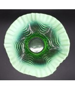 Antique Green Carnival Glass Opalescent Unisigned Bowl With Optic Wave P... - $45.00