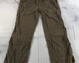 Caslon Linen Pants Womens Medium Brown Pockets Straight Leg Drawstring - $19.79
