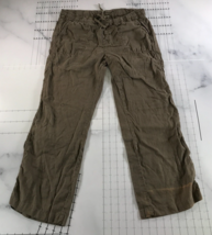 Caslon Linen Pants Womens Medium Brown Pockets Straight Leg Drawstring - £15.56 GBP