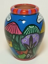 Isidoro Mexico Terracota Handpainted Vase Working Villagers Village  3-1... - £14.96 GBP