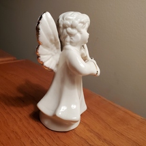 Angel with Violin, Porcelain Figurine, white with gold trim image 4