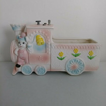 Baby Nursery Planter Wind Up Musical Train Pastel Blue Pink Yellow Vintage - £34.36 GBP