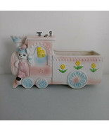 Baby Nursery Planter Wind Up Musical Train Pastel Blue Pink Yellow Vintage - £34.12 GBP